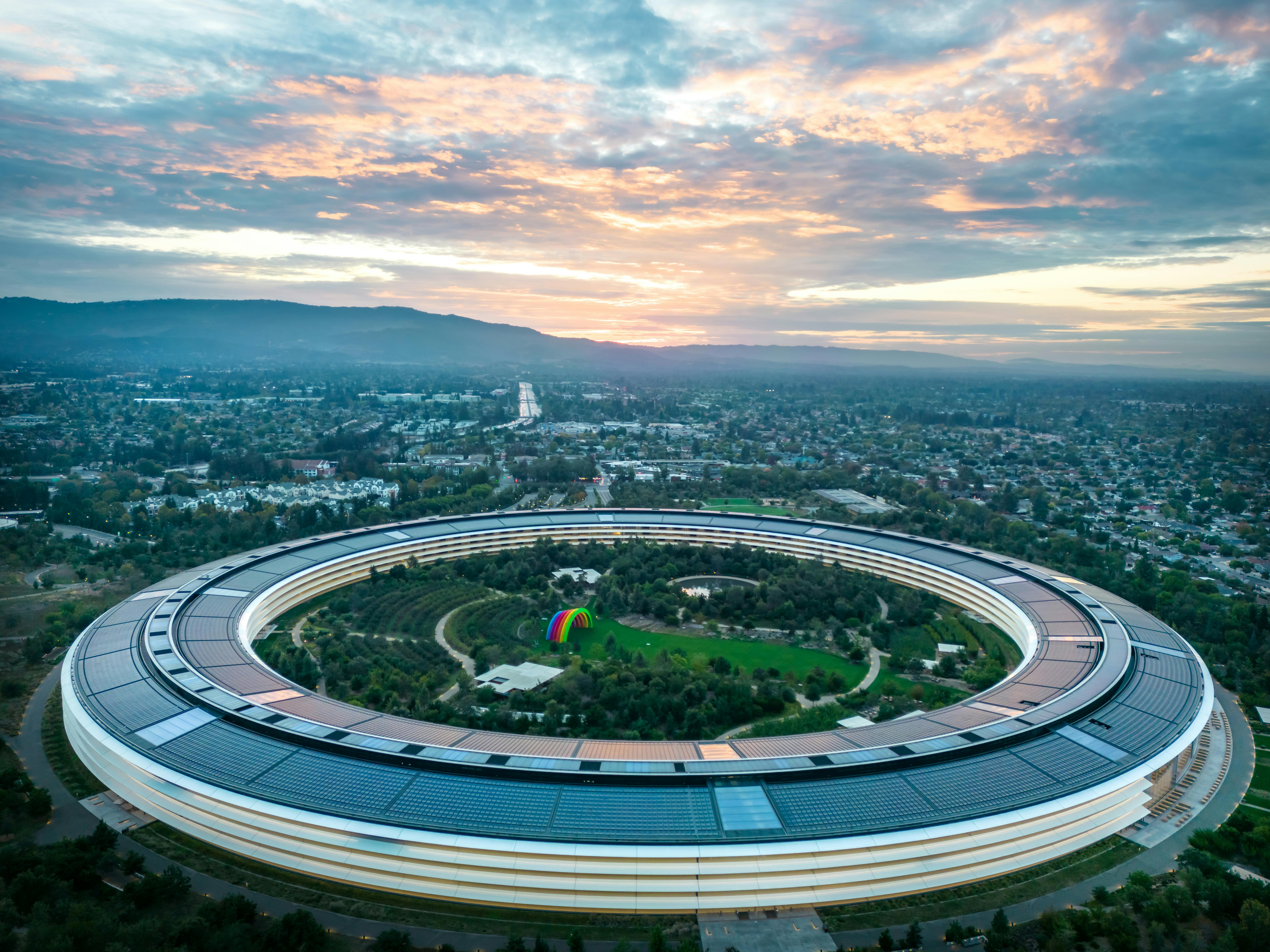 Aerial view of the apple campus